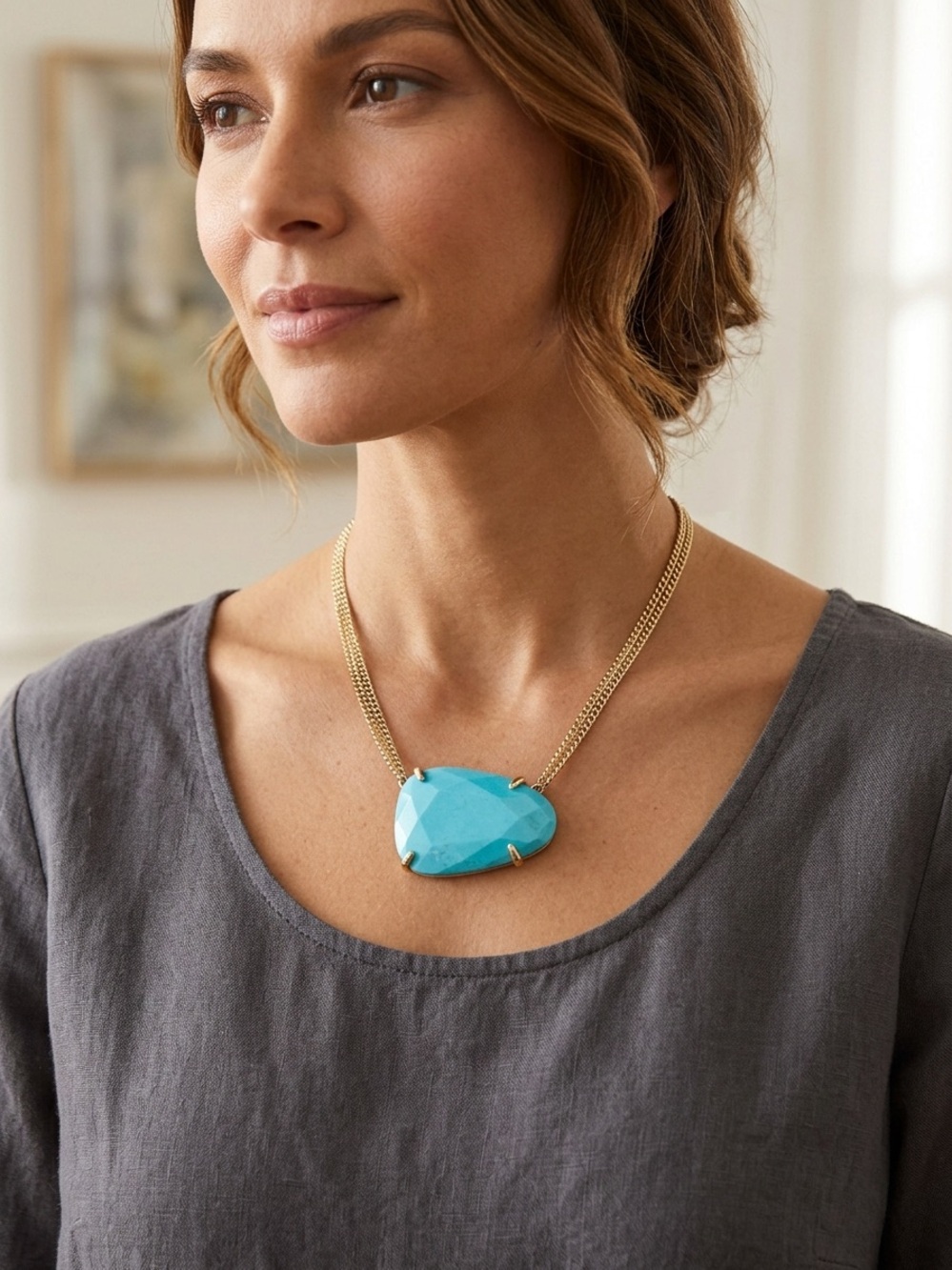 Kendra Scott Isla Turquoise Magnesite Pendant Necklace large stone